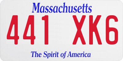 MA license plate 441XK6