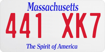 MA license plate 441XK7