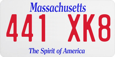 MA license plate 441XK8