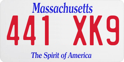 MA license plate 441XK9