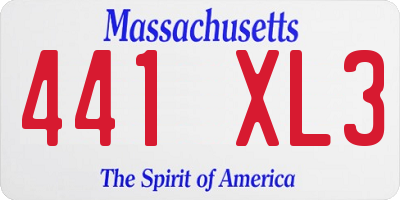 MA license plate 441XL3