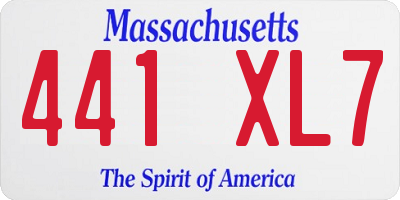 MA license plate 441XL7
