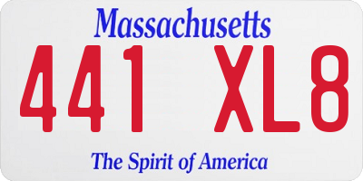 MA license plate 441XL8