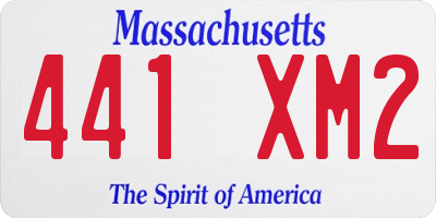 MA license plate 441XM2