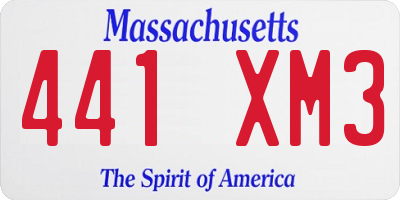 MA license plate 441XM3