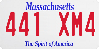 MA license plate 441XM4