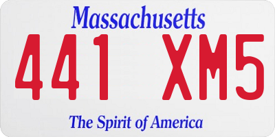 MA license plate 441XM5