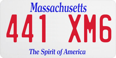 MA license plate 441XM6