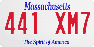 MA license plate 441XM7