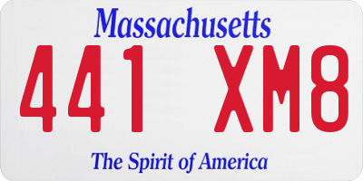 MA license plate 441XM8