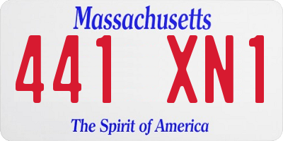 MA license plate 441XN1
