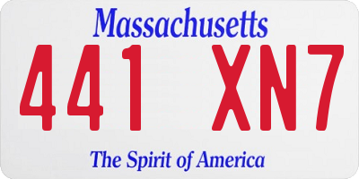 MA license plate 441XN7