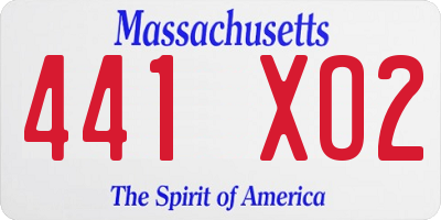 MA license plate 441XO2
