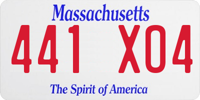 MA license plate 441XO4