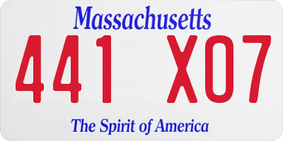 MA license plate 441XO7