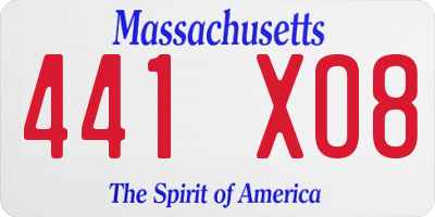 MA license plate 441XO8
