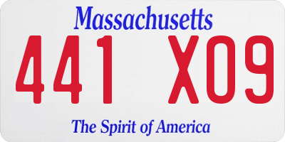 MA license plate 441XO9