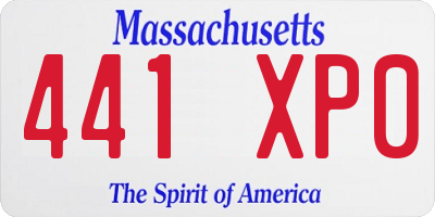 MA license plate 441XP0