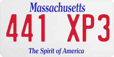 MA license plate 441XP3