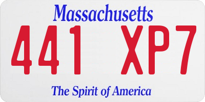 MA license plate 441XP7