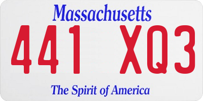 MA license plate 441XQ3