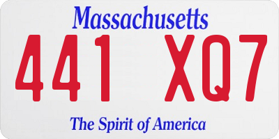MA license plate 441XQ7