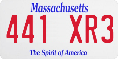 MA license plate 441XR3