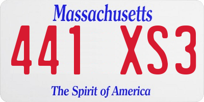 MA license plate 441XS3