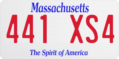 MA license plate 441XS4