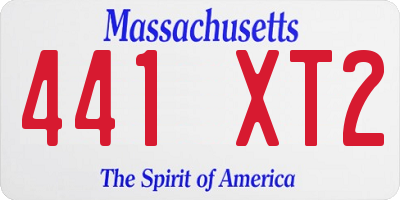 MA license plate 441XT2