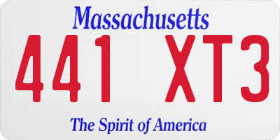 MA license plate 441XT3
