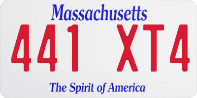 MA license plate 441XT4
