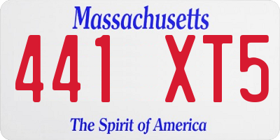 MA license plate 441XT5