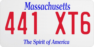 MA license plate 441XT6