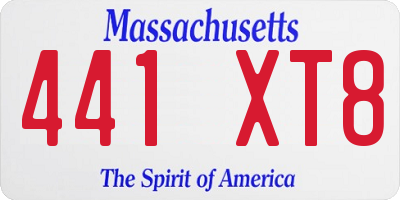 MA license plate 441XT8