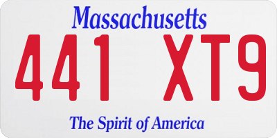 MA license plate 441XT9