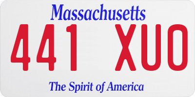 MA license plate 441XU0