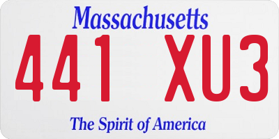 MA license plate 441XU3