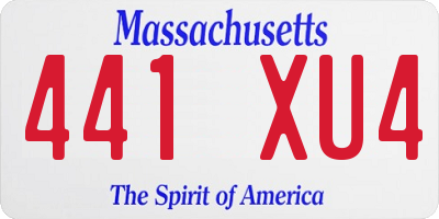 MA license plate 441XU4