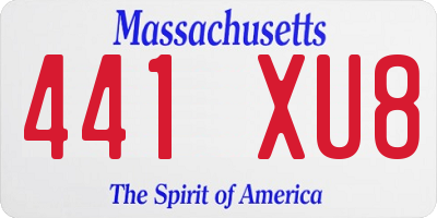 MA license plate 441XU8