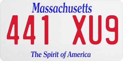 MA license plate 441XU9