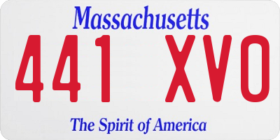 MA license plate 441XV0