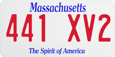 MA license plate 441XV2
