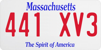 MA license plate 441XV3