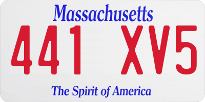 MA license plate 441XV5