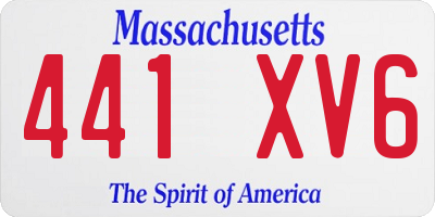 MA license plate 441XV6