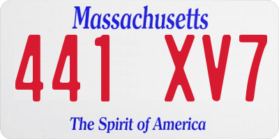 MA license plate 441XV7
