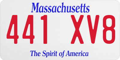 MA license plate 441XV8
