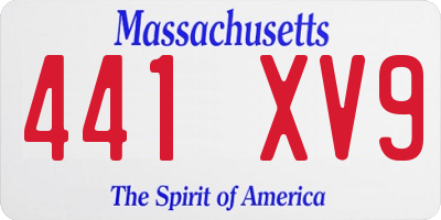 MA license plate 441XV9