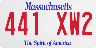 MA license plate 441XW2